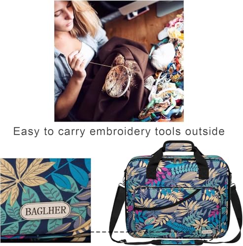 BAGLHER Cross Stitch & Embroidery Organizer Bag - Large Portable Project Storage with 3 Compartments, Travel Friendly Carrying Case for 11.2" Hoops, Threads, Supplies (Hawaii) - color: Hawaii