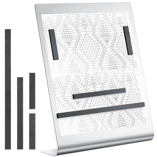 Flutesan Magnetic Cross Stitch Pattern Holder 12 x 10 Inch Large Cross Stitch Supplies and Accessories Knitting Chart Keeper with 4 Replacement Magnets for Crochet Display(Bracket Type) - style: Bracket Type