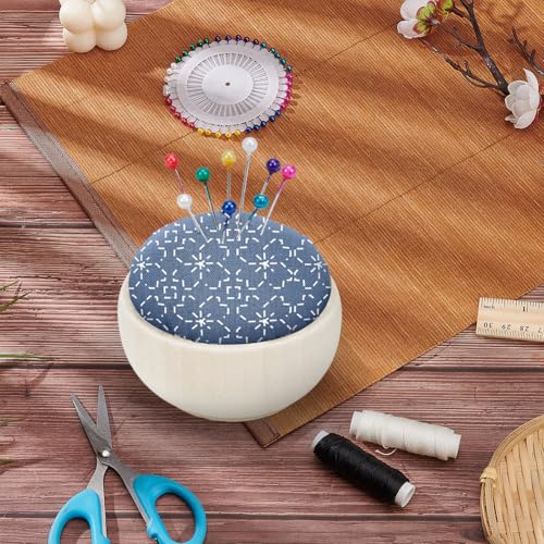ACRNIGHEET 4 Set Sashiko Kits Pin Cushion Bowls, Hand Sewing Embroidery Pin Cushion Include 16pcs Sewing Needle, Thimble, Sewing Thread, Japanese Traditional Style Sashiko Supplies