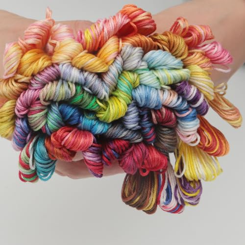 60 Skeins Variegated Mercerized Egyptian Cotton Rainbow Color for Embroidery Floss Cross Stitch Threads Friendship Bracelets Floss Craft Floss (60 Colors Set) - color: 60 colors set