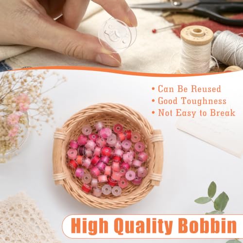 72 Pcs Pre-Wound Bobbins Sewing Thread 72 Colors (Pink) - color: Pink