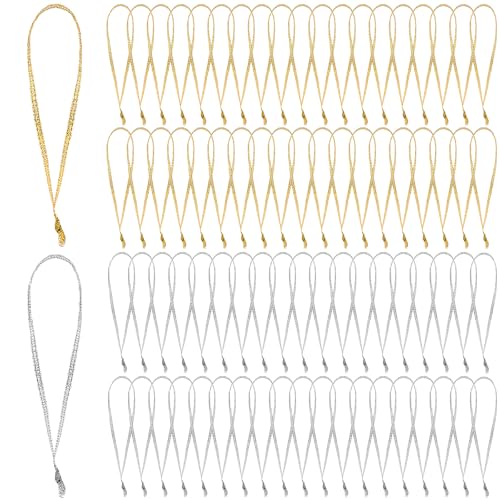JUNEBRUSHS 300Pcs Christmas Ornament Ribbon Hangers, Hand Tied Christmas Ornament String Ties Loops Thin Ribbon for Ornaments Christmas Tree Hanging Decoration Gold Silver - color: Gold Silver