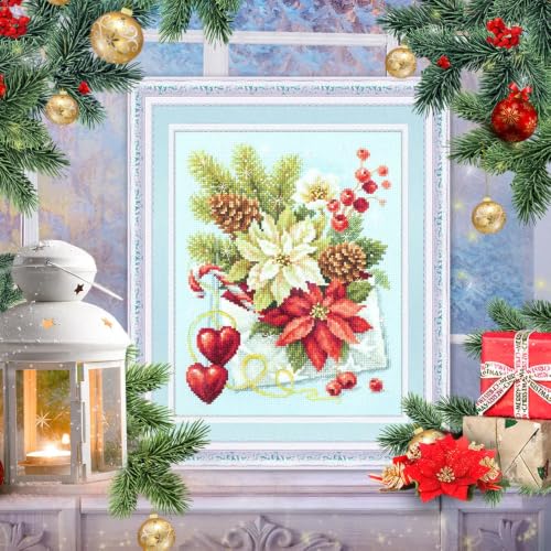 Wizardi Counted Cross-Stitch Kit Merry Christmas! 100-241 Magic Needle. Painted Needle Punch Kits for Adults - color: Merry Christmas!