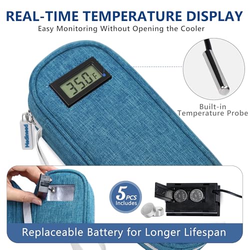 Medineed Temp Display Travel Case Fit 2 Mounjaro & Zepbound Pens, Blue - color: Blue