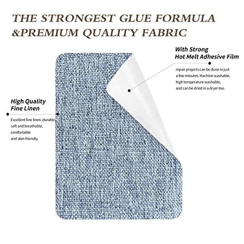 King Mountain Premium Linen Fabric Iron-on Repair Patch, 3"x60" (Blue Grey) - color: Blue Grey, size: Linen-3"x60"