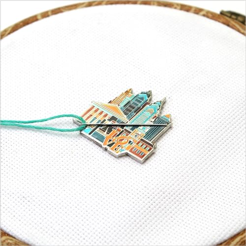 Awesome Pattern Studio Needle Minder Set – Philadelphia Magnetic Needle Minder + 2 Needle Threaders. Enamel Pin for Cross Stitch, Embroidery and Craft - size: Philadelphia Set #1