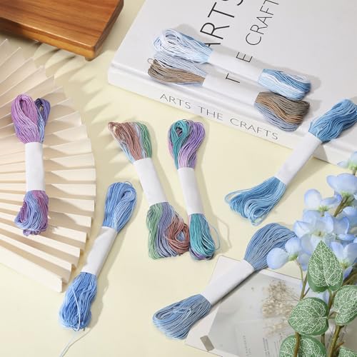 FREEBLOSS 8 Pcs Sashiko Thread Sashiko Skein 8 * 20 M Pure Cotton Embroidery Thread Japanese Sewing Threads Quilting & Embroidery Sewing Kit Supplies 8 Blue Mixed Colors - color: Blue