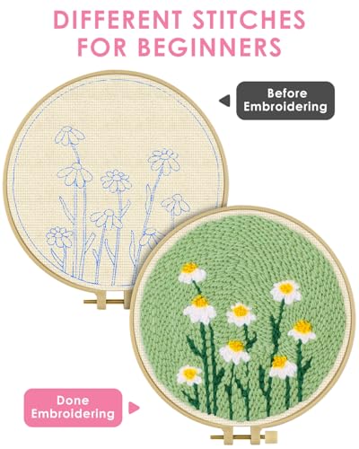 TINDTOP Punch Needle Kit, Daisy Punch Embroidery Kits for Adults - color: Daisy
