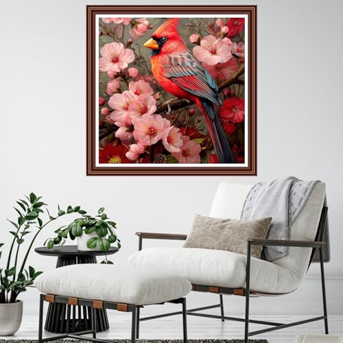 Dimensean Counted Cross Stitch Kit for Beginners, 11CT Unprinted Cross-Stitch Kit Easy Patterns Needlepoint Kit Cross Stitching Embroidery Kit Supplies-Colorful Flowers and Birds 18x18 inch - color: ColornNEW12