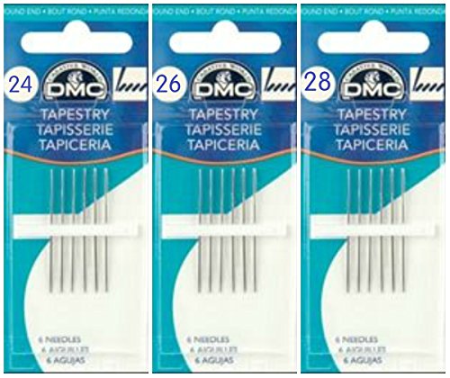 Tapestry Needles, Bundle: Sizes 24, 26 & 28 (6 needles each pack)