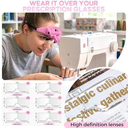 Magnifying Glass with Light 1X-4X, Rechargeable Magnetic Magnifier - color: Pink