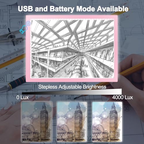 Rechargeable Tracing Light Box, LED Drawing Board for Kids Birthday Gift - color: PINK, size: 10 x 15 inches