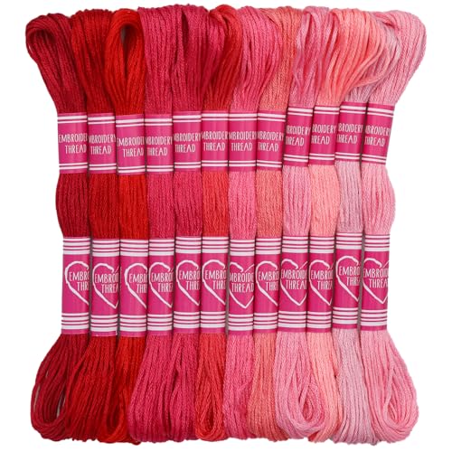 12 Skeins Embroidery Floss, Red Series 105 Yards Embroidery Thread - color: Red Series