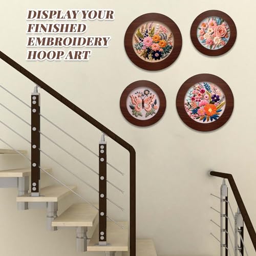 Wenqik 6 Pcs Wood Embroidery Frames for Cross Stitch, 8 Inch, 6 Inch, Round