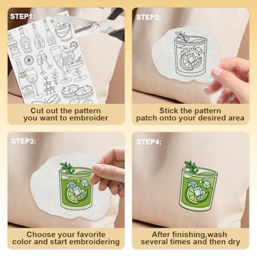 54Pcs Drinks Water Soluble Hand Sewing Stabilizers 4 Sheets