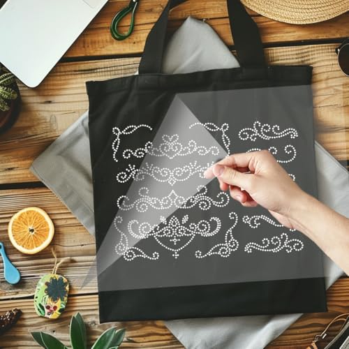 13 Pcs Floral Border Pattern Iron on Rhinestones Transfer, Bling Crystal Clothing Repair Applique Heat Transfer Patches for T-Shirt Vest Shoes Hat Jacket Pants Bags Decor - color: Floral