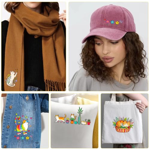 27Pcs Water Soluble Embroidery Paper Patterns 11.7" x 8.3" Stick and Stitch Embroidery Paper Wash Away Patterns Cat Plant Transfer Paper Stabilizer Hand Sewing Crafts for Shirts Coats Bags - color: Cat