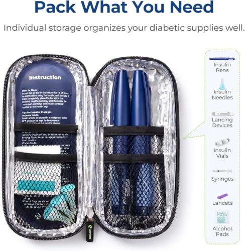 AUVON Lightweight Insulin Cooler Travel Case, 3-Layer Thickened Insulation - color: Beige