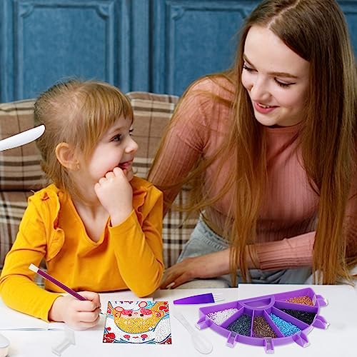 cobee Diamond Painting Tray Kit, 6 Grids Diamond Painting Accessories Tray Organizer with Multiple Stopper Dividers for 5D Diamond Embroidery Nail Art Cross Stitch Tools Bead Sorting Storage(Purple)
