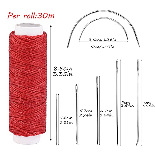 Waxed Thread, Upholstery Needle and Thread 32 Yards Red - color: Red, size: 32Yard
