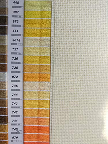 19" x 28" 14CT Counted Cotton Aida Cloth Cross Stitch Fabric (Cream) - color: Cream
