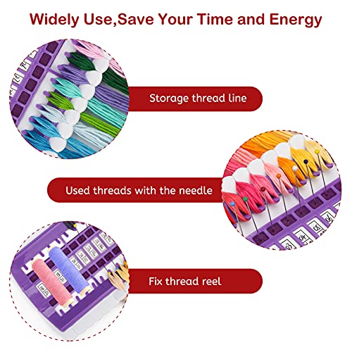 Luxiv 30 Position Embroidery Floss Organizer, Thread Shelf with 15P Card - color: Purple, size: 30 Positions