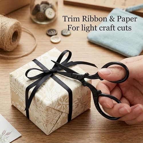 BIHRTC 3.6 Inch Embroidery Black Sharp Tip Stainless Steel Scissors Small - color: Black