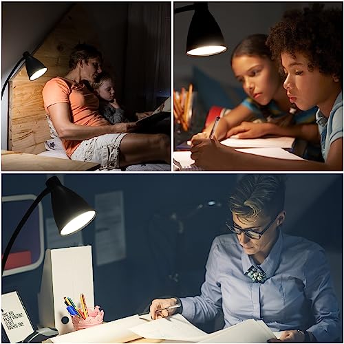 GlowVibe Desk Lamp 3 Color Modes 10 Brightness Dimmer Reading Light 10W 40 LED Clamp Lamp 360° Flexible Neck Clip on Light for Bedroom and Office Home Lighting, AC Adapter Include - color: Black