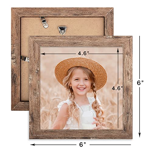 5x5 Picture Frame Wood Square Photo Frame Vintage Brown - color: Brown, size: 5x5
