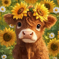 Cow Flowers Stamped Cross Stitch Embroidery Kits for Beginners Adults - color: cow flowers