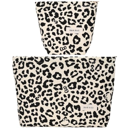 Leopard Print Makeup Bag, 2 Sizes Zipper Cosmetic Toiletry Pouch for Women - color: Soft Leopard