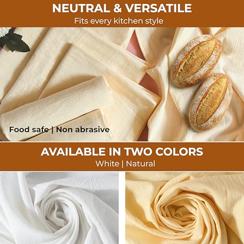 Natural - Blank Plain - 100% Cotton Tea Towels For Kitchen - For Crafting Embroidery Baking Sourdough Bread Proofing - 18"X28" - 6 Pack - Flour Sack Dish Towels - Heavy Weight Linen High Threadcount - size: 18"x28" Set of 6