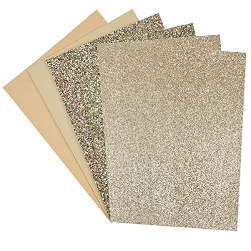 Litchi 6 Pack 8x12 Inch Faux Leather Sheets for Bow Earring, Easy to Cut Vinyl Fabric for Cricut, Durable Fade Resistant Leatherette Without Smell, Gold Series - color: Champagne Gold