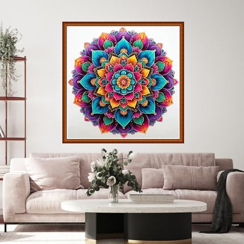 Funart Stamped Cross Stitch Kits for Beginners Full Range of Cross Stitching Preprinted Embroidery Kits for Adults, 11CT Embroidery Pattern Needlepoint Kits-Magic Mandala 18x18 inch - color: ColorArt49