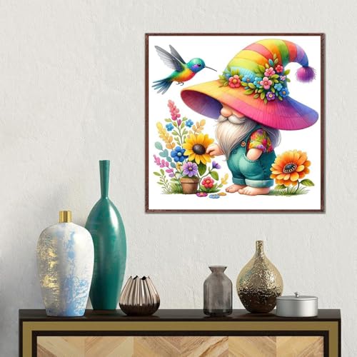Gnome Stamped Cross Stitch Kits - Counted Cross Stitch Kits for Beginners Adults Needlepoint Cross-Stitch Patterns Dimensions Needlecrafts Embroidery Kits Arts and Crafts13.8inX13.8in - color: Cross Stitch-0331-4