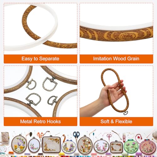 PATIKIL 6inch Embroidery Hoops, 15Pieces Imitated Wood Circle Frame Cross Stitch Hoop Ring for Embroidery Art Craft Sewing Ornaments Hanging Decoration - size: 6inch