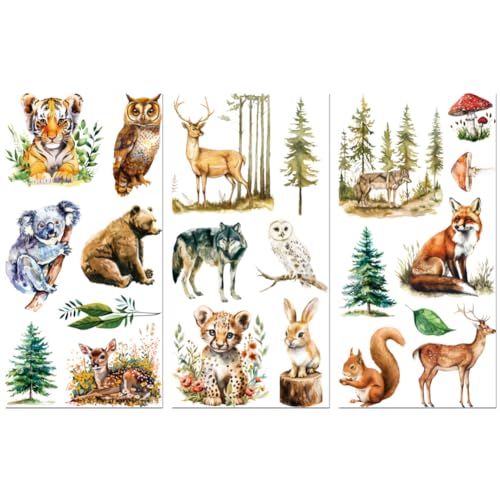 Peacoblue Animals and Forest Rub On Transfers for Furniture Craft 6"x12" - style: Animals and Forest