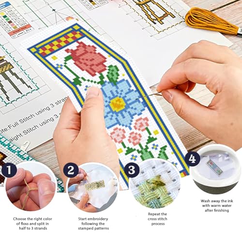 ORIGACH 6 Set Medieval Garden Flower Cross Stitch Bookmark Kit for Beginner - style: Medieval Garden Flower