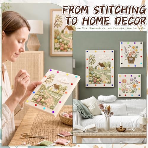 5 Sizes 20pcs Needlepoint Stretcher Bars, Wooden Canvas Stretcher Bars | 6,8,9,10,12 Inch Canvas Frame Kit for Embroidery Oil Painting Cross Stitch Needlework Craft DIY Art Projects