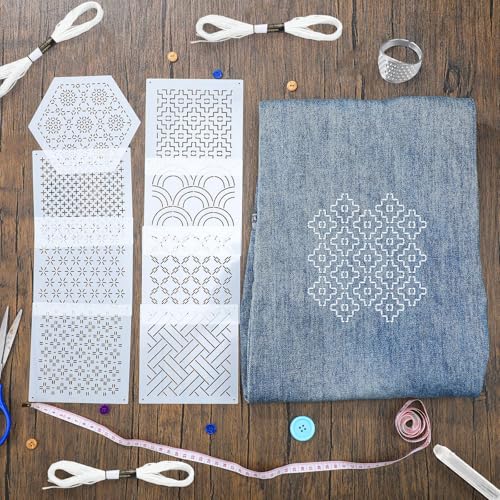 Yousoontic 24 Sashiko Stencil Kit, 4.7" Plastic Templates, Classic - style: Classic
