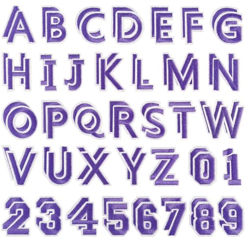 72 Pcs Iron On Letters & Numbers Patches for Tote Bags Hats Clothing Purple - color: Purple, size: Letters & Numbers