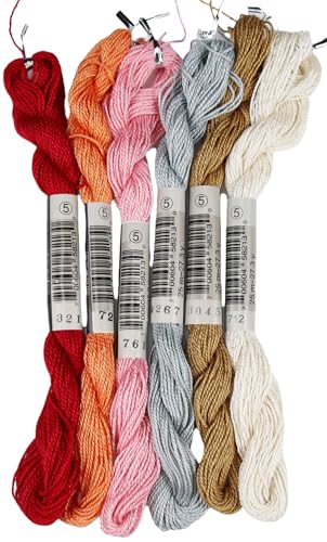KCS 162 Yards(150 Meters) Mercerized Pearl Cotton Crochet Needlepoint Thread,Size 5,6 skeins,Mixed Color 14 - color: 6color14, size: 6 skeins