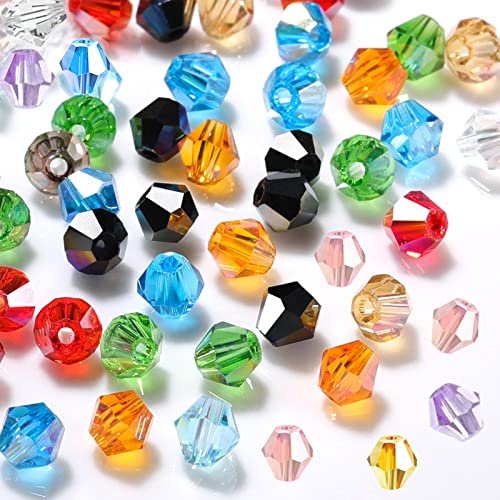 1200pcs 2mm Crystal Bicone Glass Seed Beads, 12-Grid Plated AB Color Faceted Loose Beads for Jewelry Making DIY Bracelet Necklace Findings Earrings Accessories