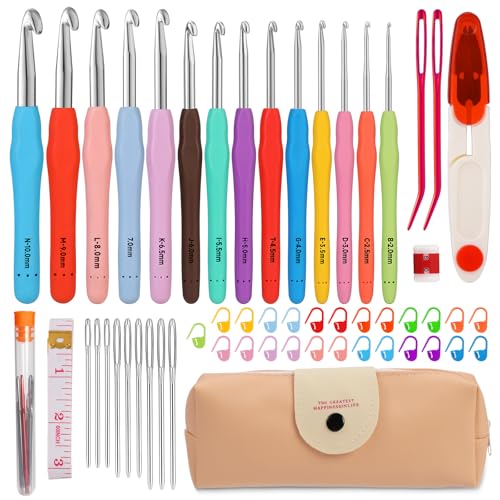 Mayboos 14 Sizes Crochet Hook Set, Large Crochet Hooks Yarn Needle Kits - size: 14 Sizes
