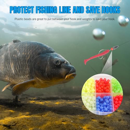Fishing Beads Assortment Kit, 1000pcs 5mm Round Plastic Fishing Line Beads