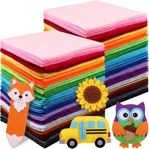 Moukeren 460 Pcs 4 x 4 Inch Felt Sheets for Craft, Rainbow - color: Rainbow, size: 4 x 4 Inch