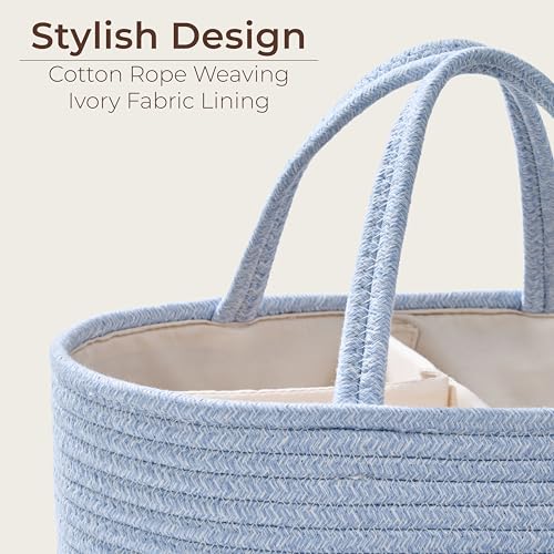 Diaper Caddy Organizer, Gift Basket for Baby Shower, Newborn Essentials - color: Light Blue, size: Small