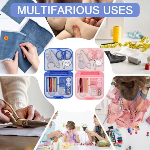 2 Pack Mini Travel Sewing Kit, Portable Sewing Kit, Emergency Sewing Travel Small, Beginners DIY Sewing Thread Needle Threader Scissors Kit for Women, Mom, Traveler, Adults, Beginner