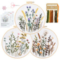 RidaaFri Embroidery Kit for Beginners, 3 Set Flower Pattern Practice Kits