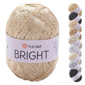 YarnArt Bright Metallic Glitter Yarn – 80% Polyamide 20% Metallic Polyester, 90g 340m, Soft Sparkle Fiber for Crochet, Lace, Summer Tops & Accessories – 4 mm Needle & Hook (101, Gold) - color: 101, Gold
